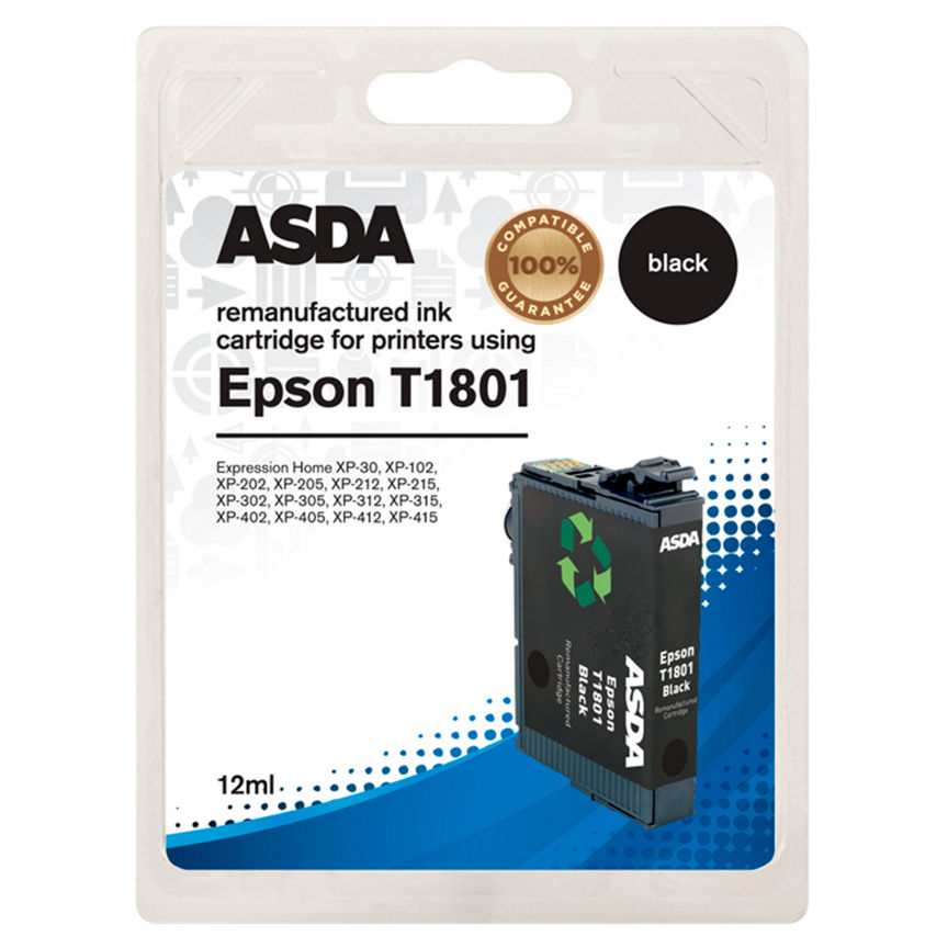 ASDA Epson T1801 Black Ink Cartridge General Household ASDA   