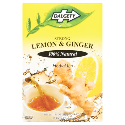 Dalgety Strong Lemon & Ginger herbal tea bags 54g - British product