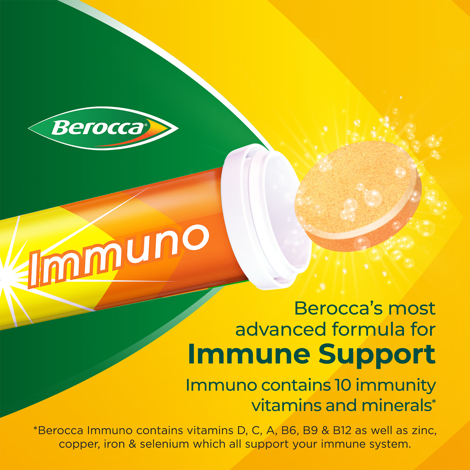 Berocca effervescent tablets orange 15 tablets (British brand)