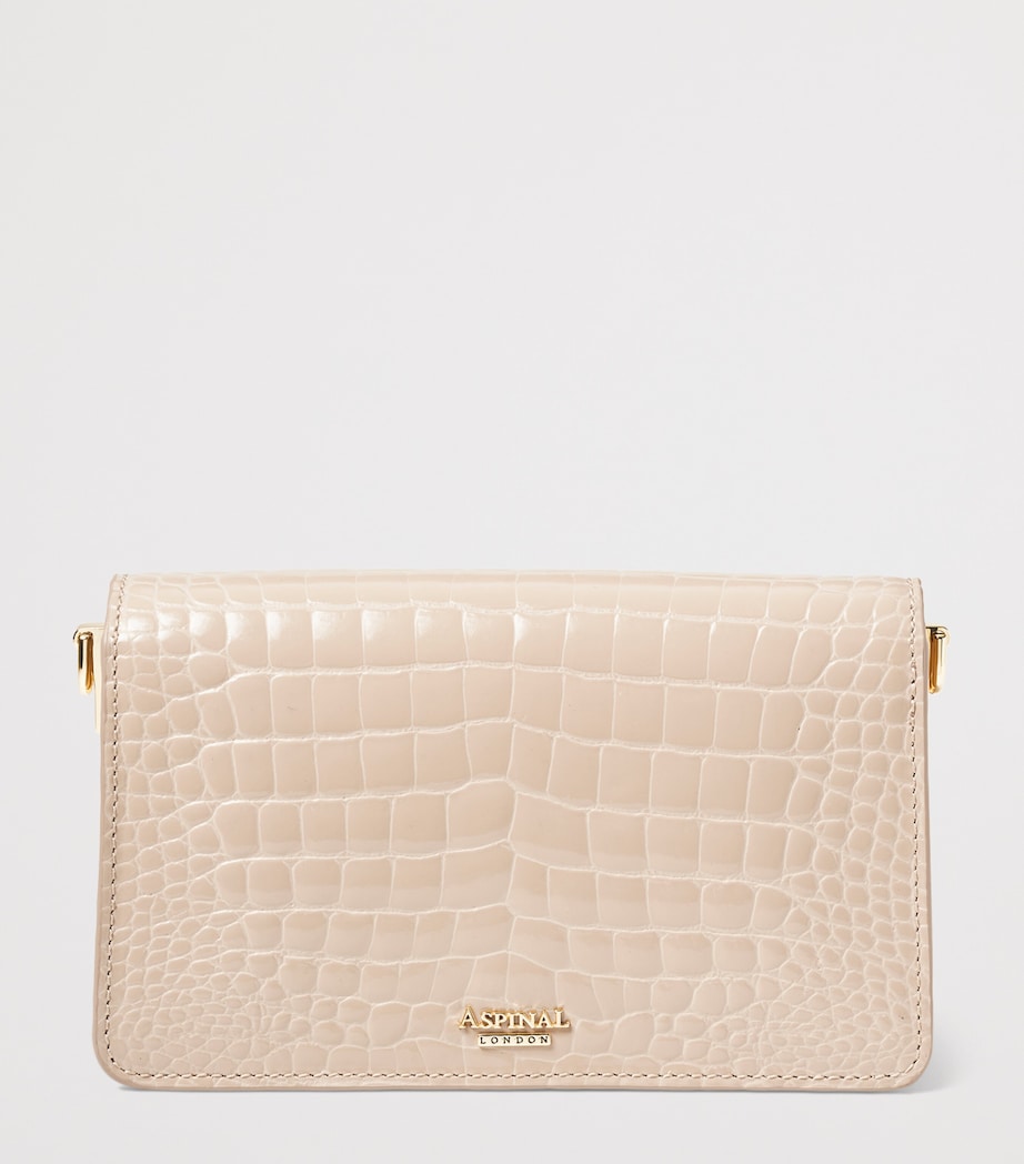 Aspinal of London croc-embossed leather Eliza clutch bag (British brand)