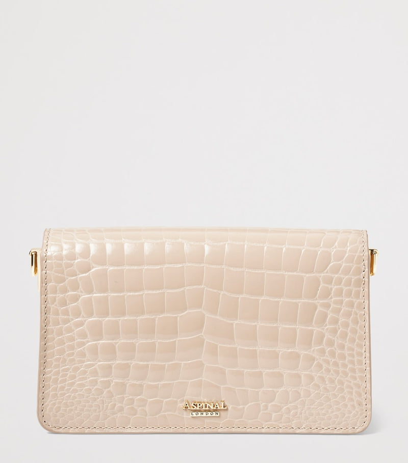 Aspinal of London croc-embossed leather Eliza clutch bag (British brand)