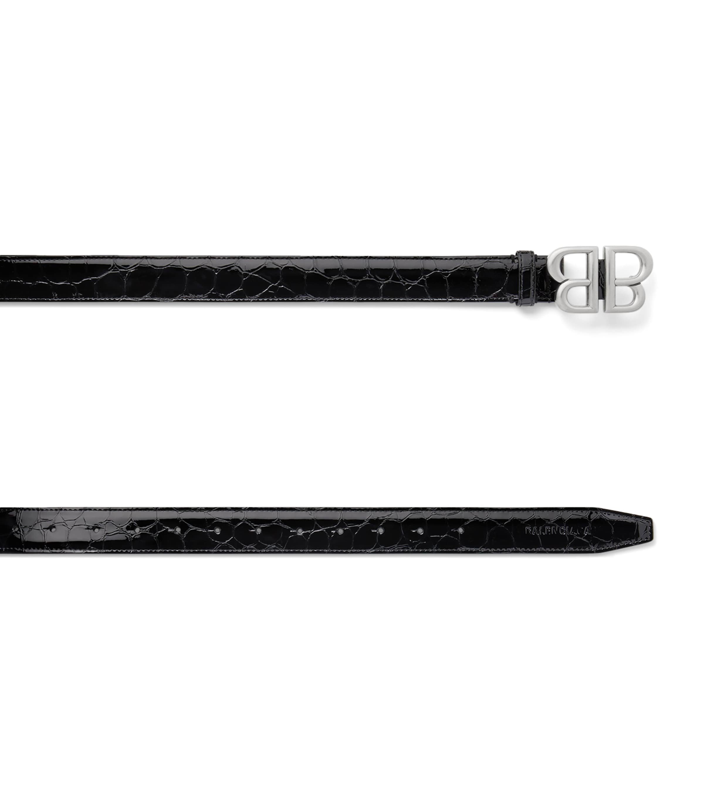 Balenciaga patent leather logo belt, UK version