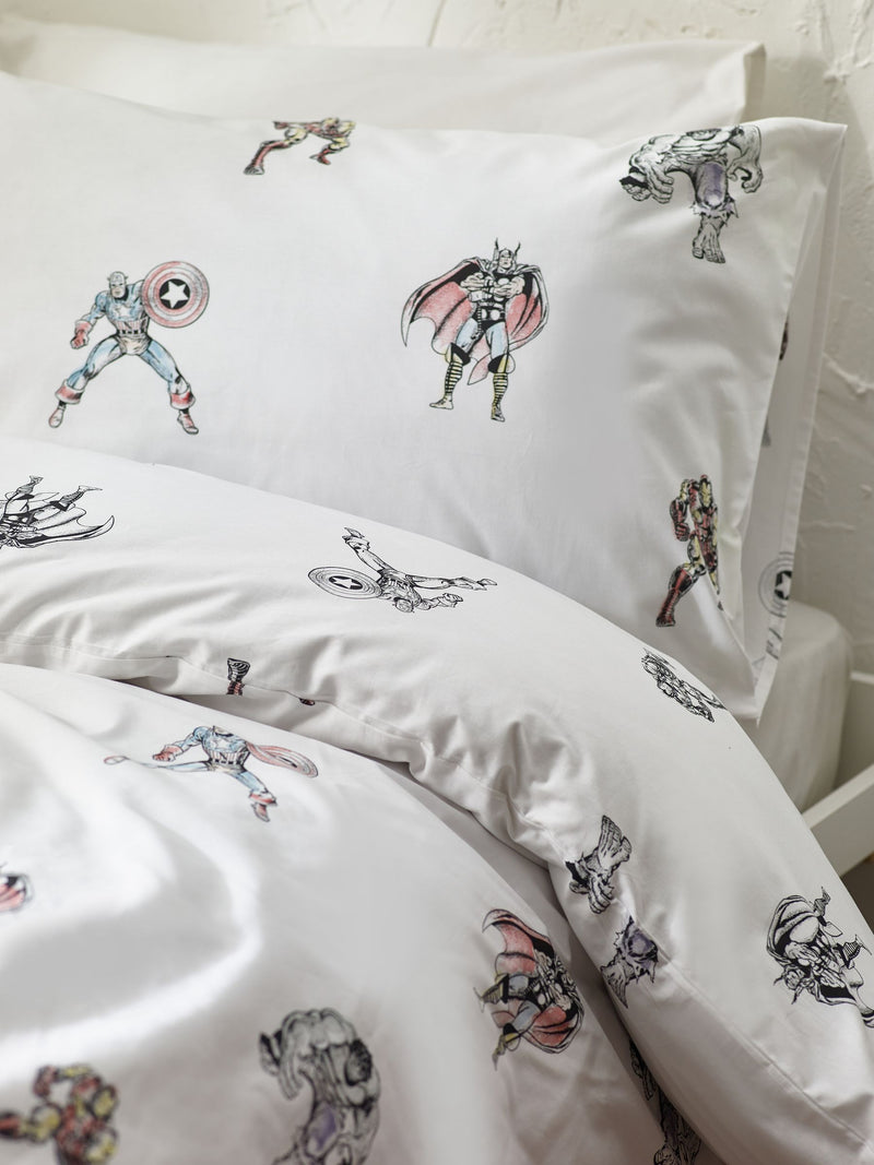 NEXT White Disney Marvel Avengers 100% cotton duvet cover and pillowcase set (British brand)