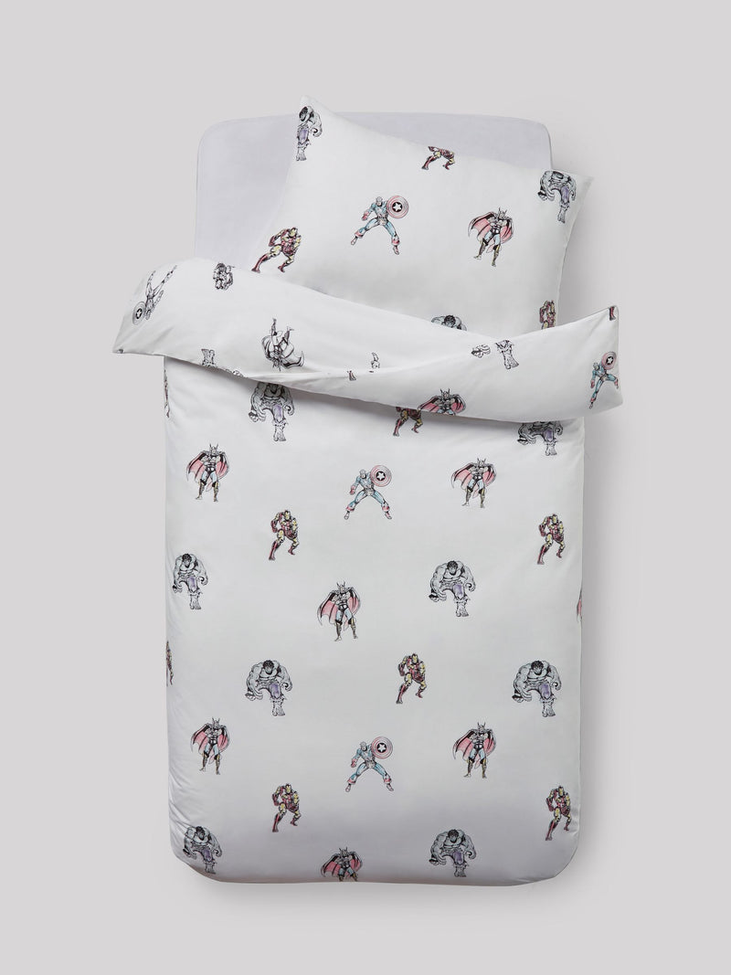 NEXT White Disney Marvel Avengers 100% cotton duvet cover and pillowcase set (British brand)