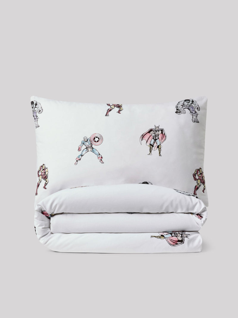 NEXT White Disney Marvel Avengers 100% cotton duvet cover and pillowcase set (British brand)