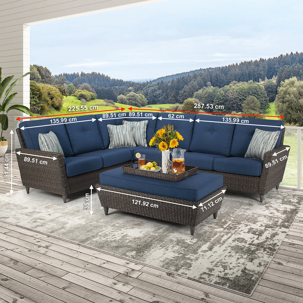 West Coast Casual 5 Piece Woven Sectional Patio Set