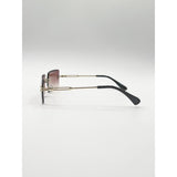 SVNX frameless rectangle sunglasses in brown with gold frame (British brand)
