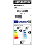 Bridgestone Turanza T005 summer tyre 235/55 R18 - British product
