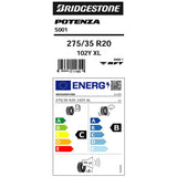 Bridgestone Potenza S001 summer tyre 275/35 R20, imported from the UK