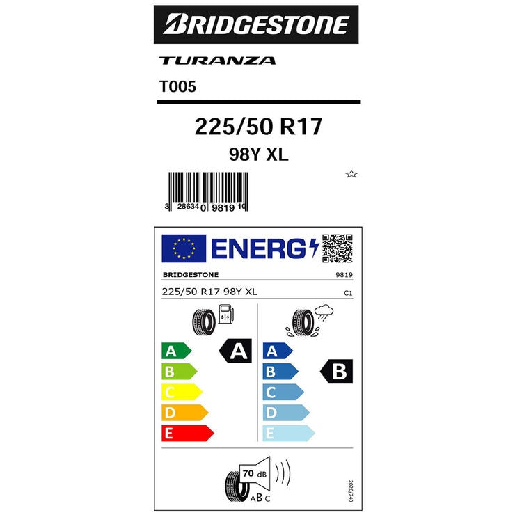 Bridgestone Turanza T005 summer tyre 225/50 R17, UK version