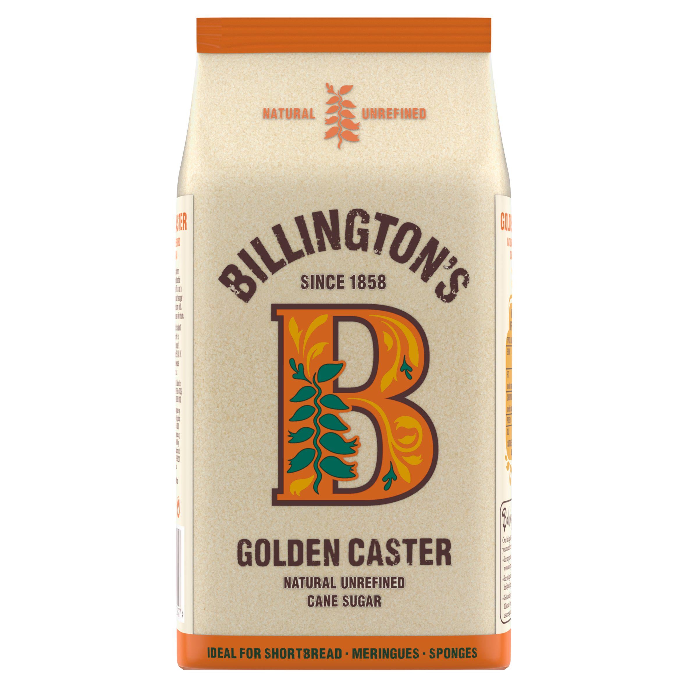 Billington's Natural Golden Caster, Unrefined Cane Sugar 1kg Caster sugar Sainsburys   