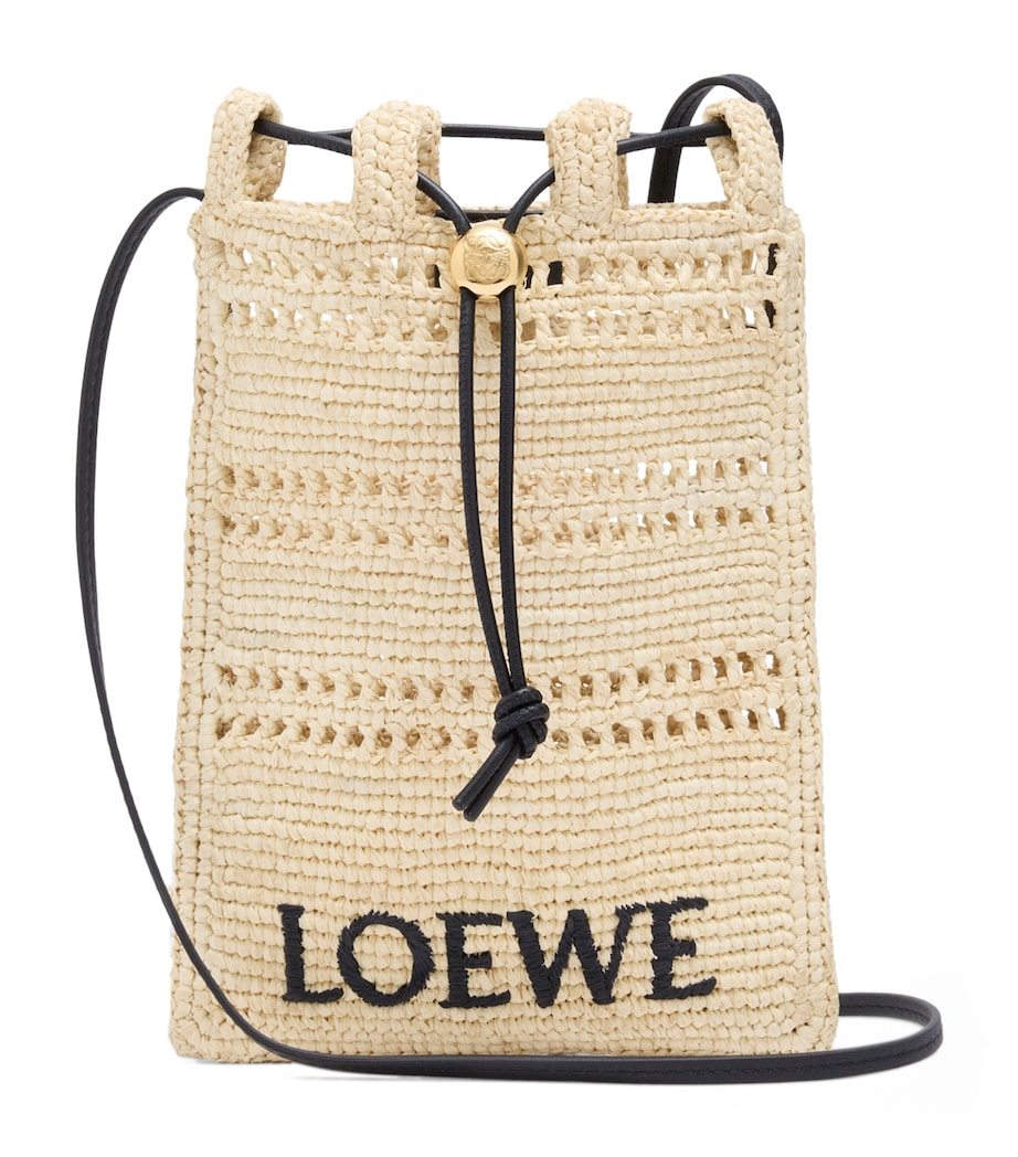 LOEWE raffia drawstring pocket bag, imported from the UK
