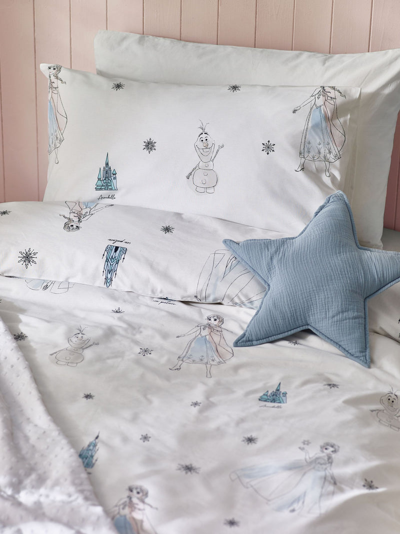 White Disney Frozen 100% Cotton Duvet Cover and Pillowcase Set