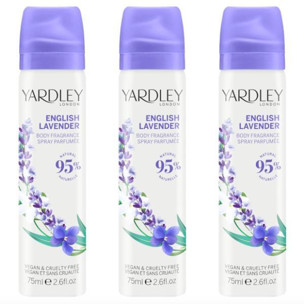 Yardley Lavender Body Spray floral for women 3x75ml - British product