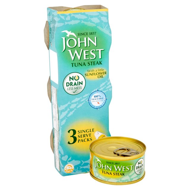 John West No Drain Tuna Steak In Sunflower Oil   3 x 60g GOODS M&S   