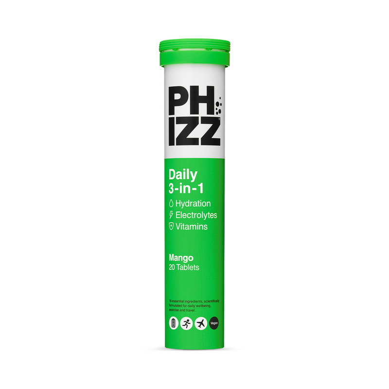 Phizz hydration electrolytes vitamins mango 20 tablets, imported from the UK