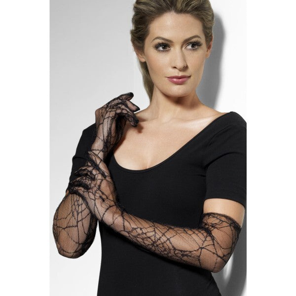 Fever lace gloves black spiderweb - British product