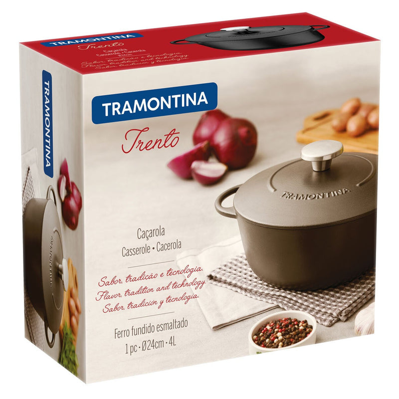 Tramontina enamelled cast iron casserole dish 24cm, imported from the UK