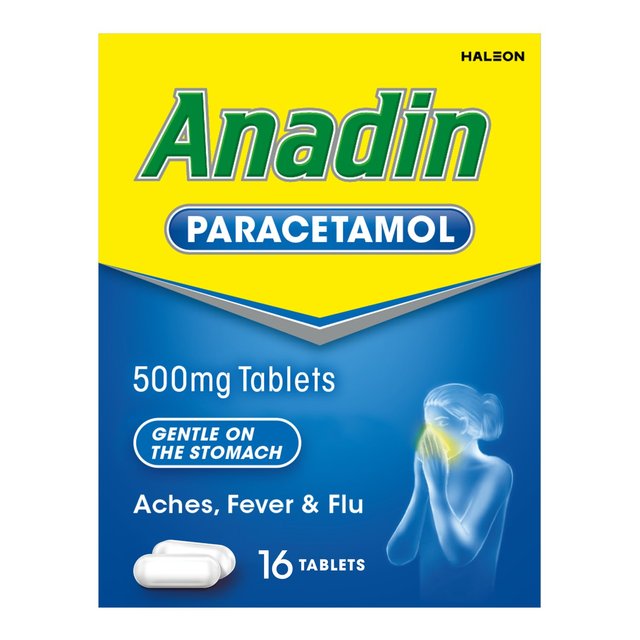 Anadin Paracetamol Pain Relief for Headaches Cold & Flu Tablets 16    16 per pack GOODS M&S   