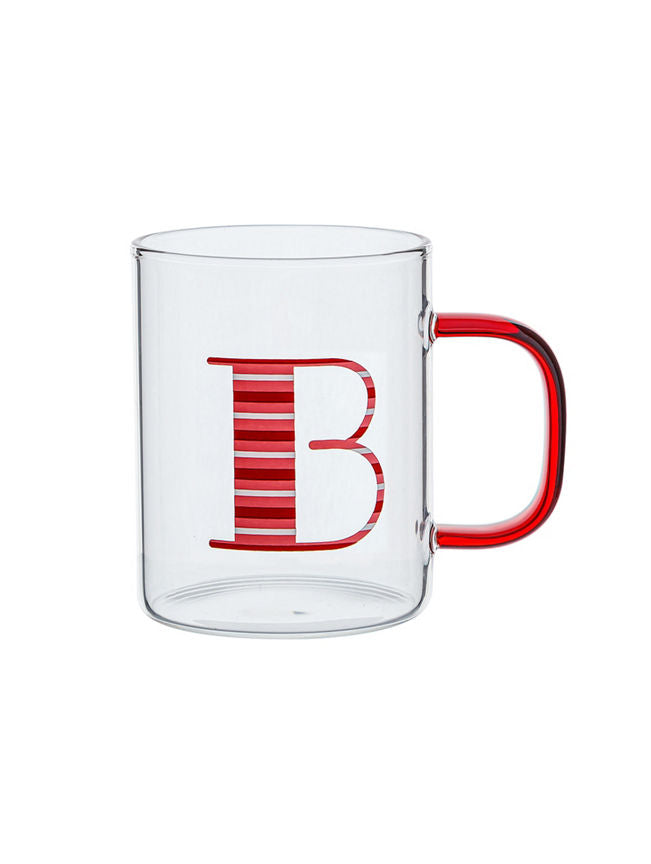 George Home Red Alphabet Glass Mug - B