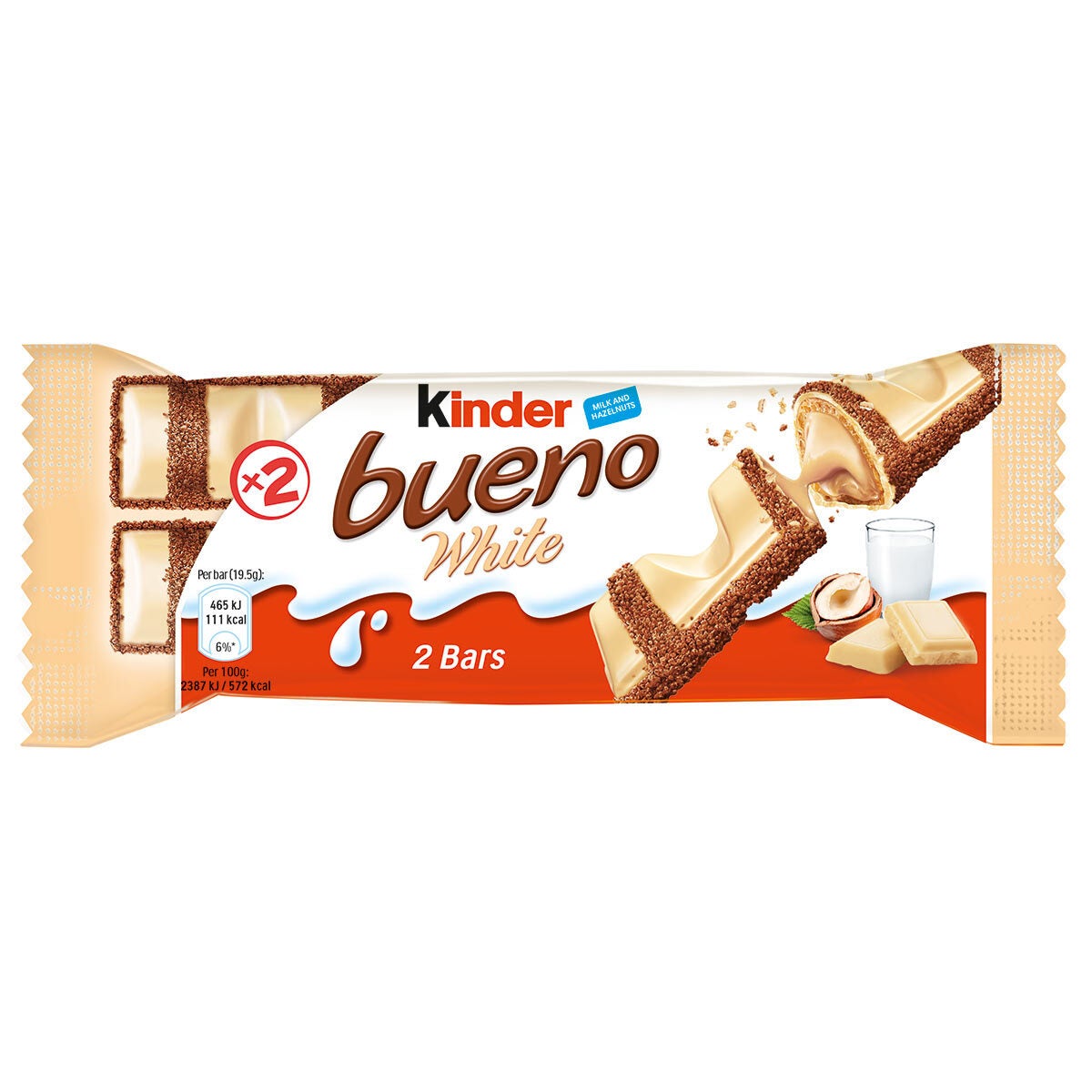 Kinder Bueno white chocolate bar 30 x 39g, UK version