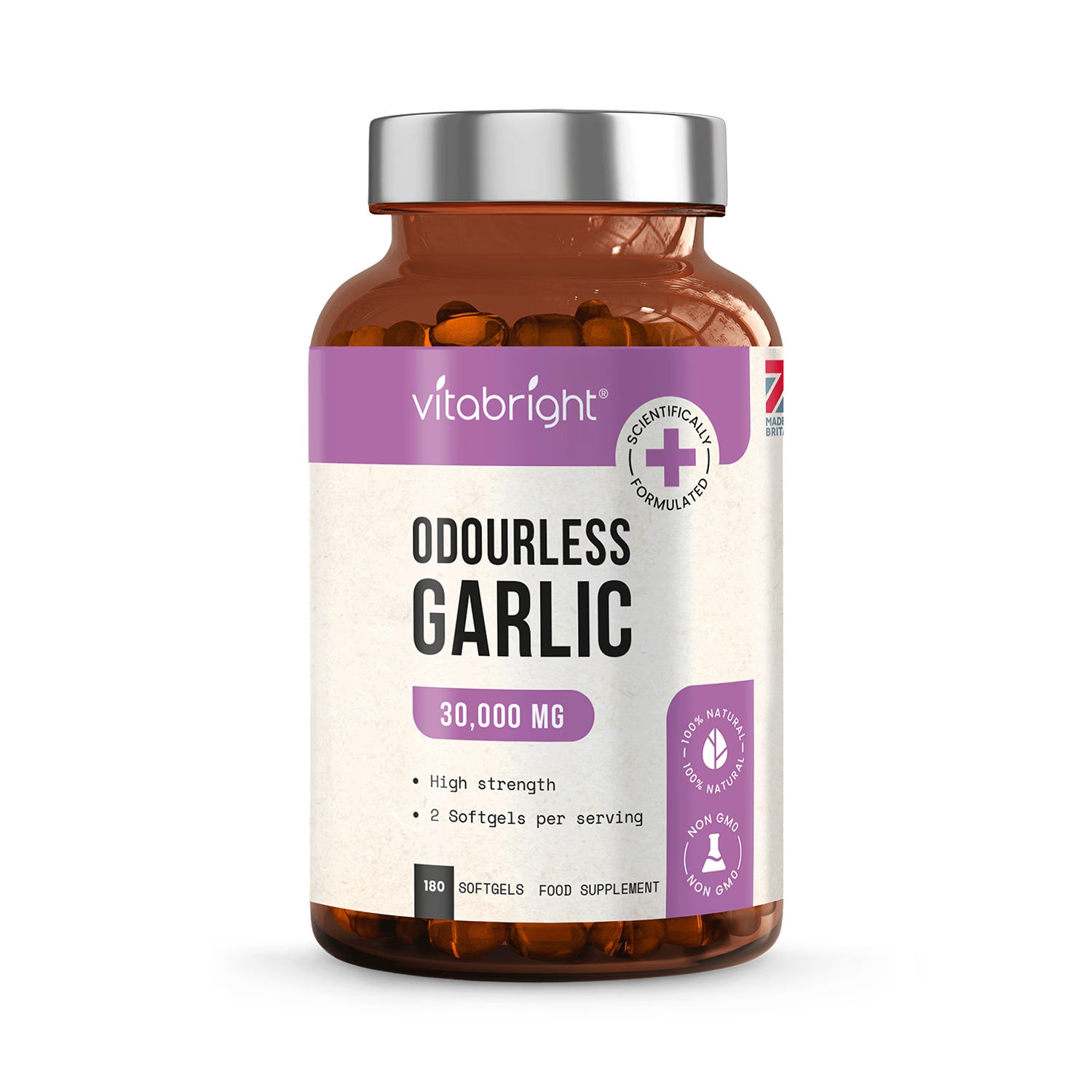 VitaBright odourless garlic softgels 180 count (British brand)