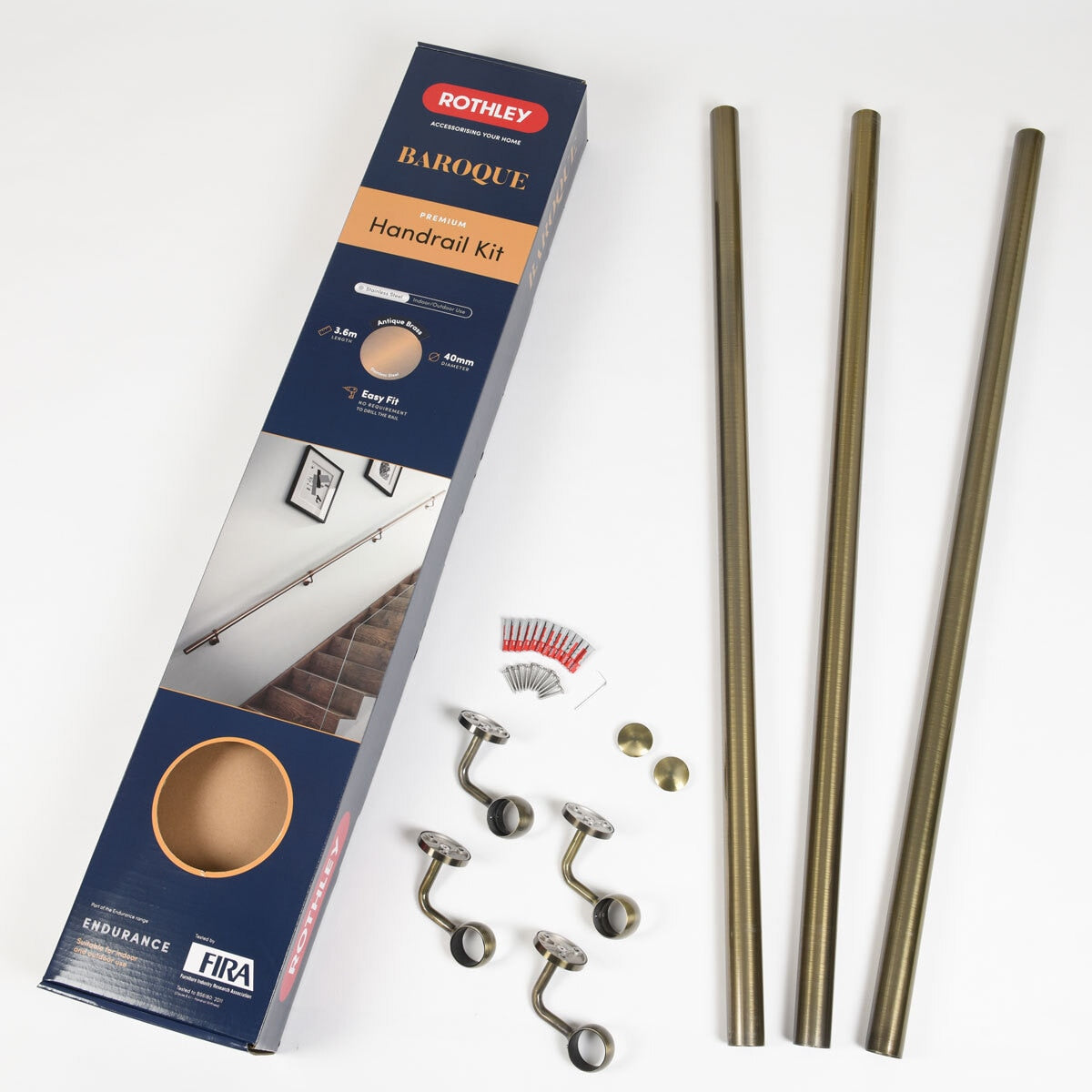 Rothley stainless steel hand rail kit 3.6m - British product