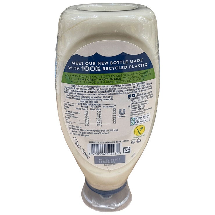Hellmann's Light Squeezy Mayonnaise 2 x 750ml, UK version