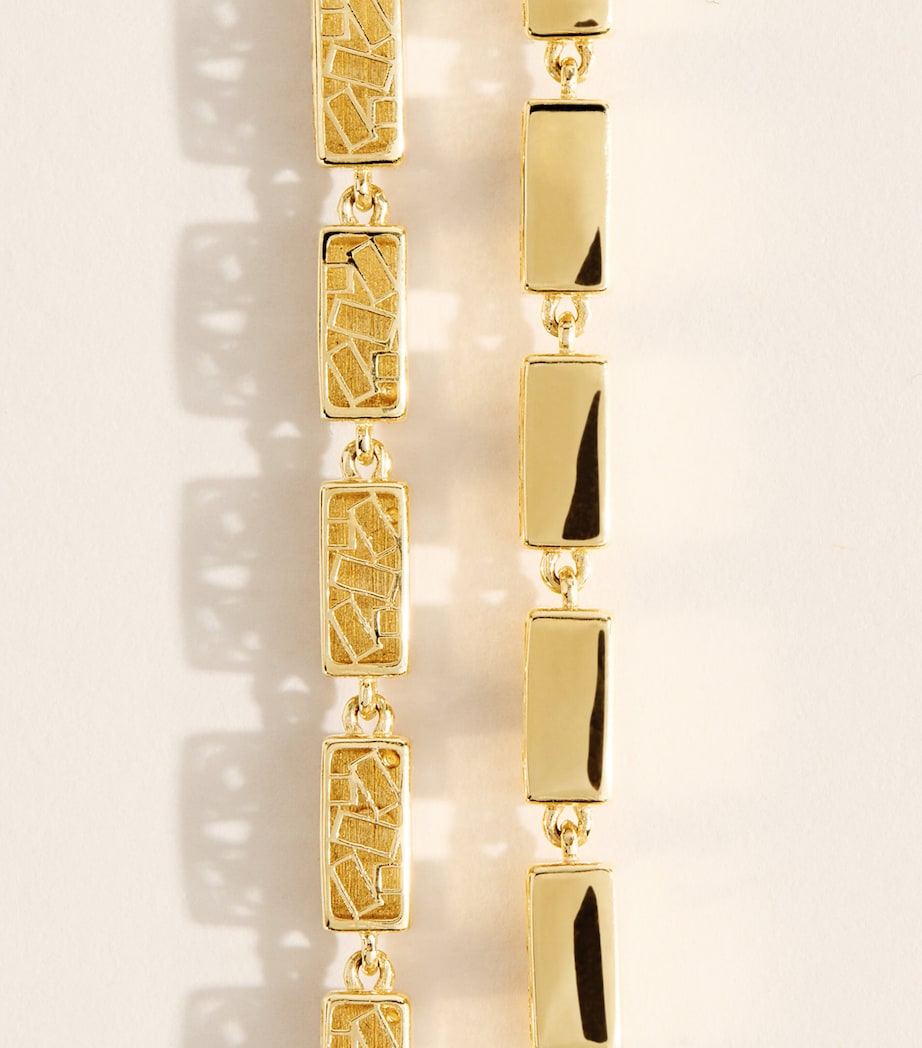 Suzanne Kalan yellow gold block-chain pendant necklace adjustable chain, imported from the UK