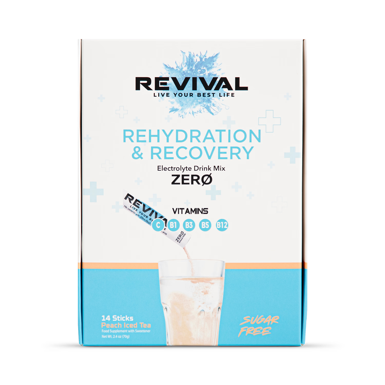 Revival Zero Peach Iced Tea drink mix sachets - British product