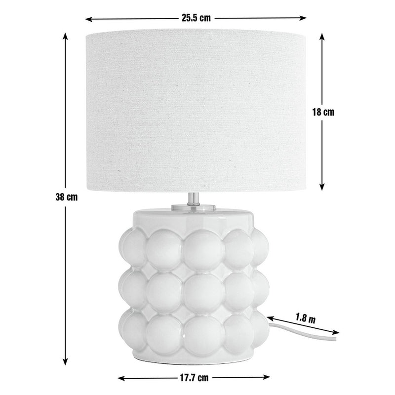 Habitat Bobble grey ceramic table lamp with linen shade, UK version