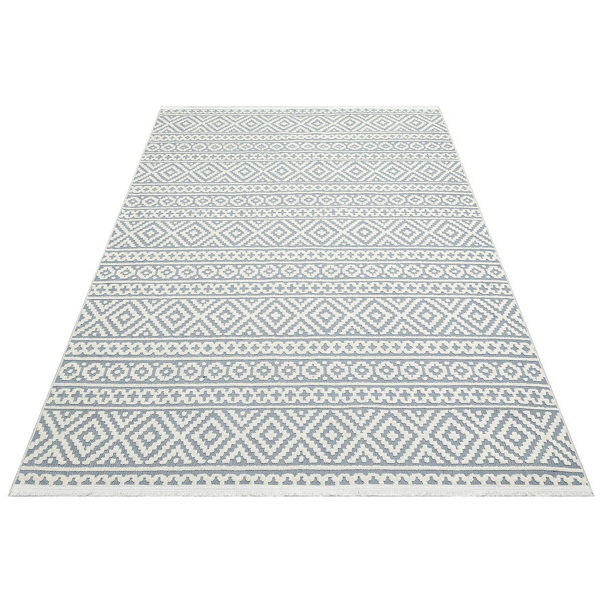 Concept Looms blue indoor outdoor rug in two sizes, imported from the UK