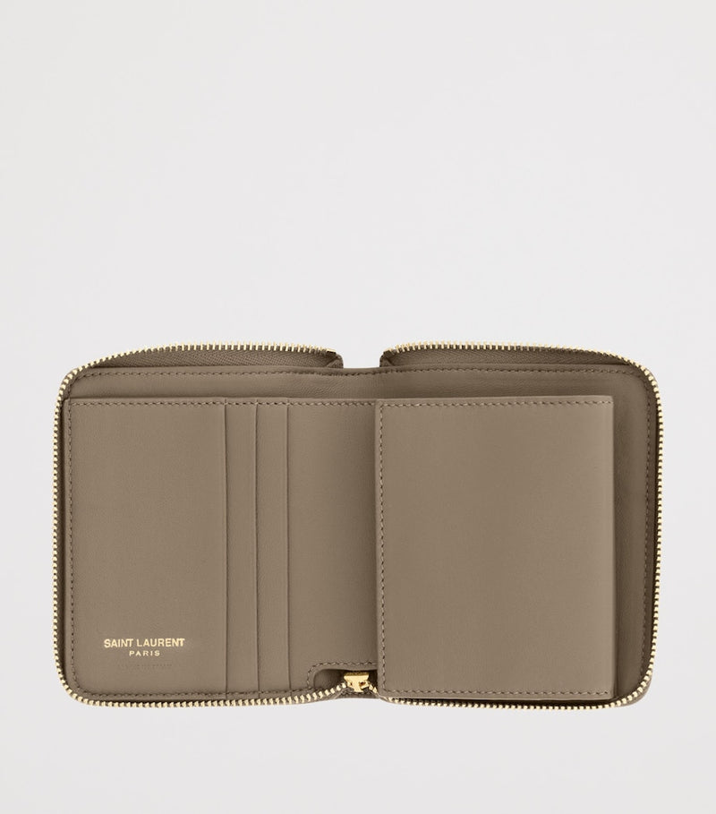 Saint Laurent Matelassé zip-up wallet H9cm x W10.5cm (British brand)