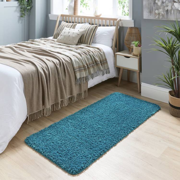 Buddy washable shaggy rug teal 67x150cm, UK version