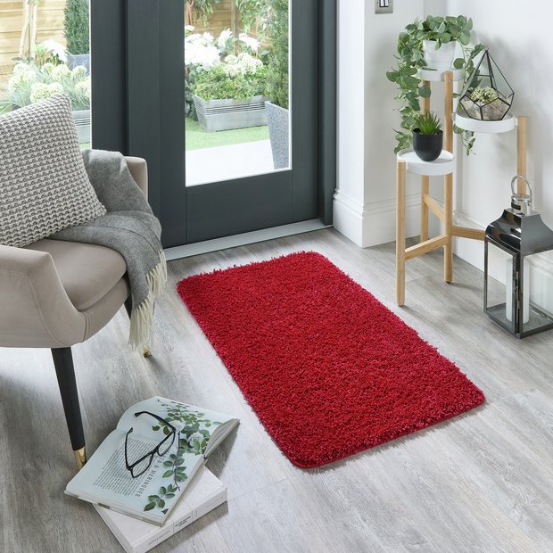 Buddy plain red shaggy rug 60x100cm (British brand)