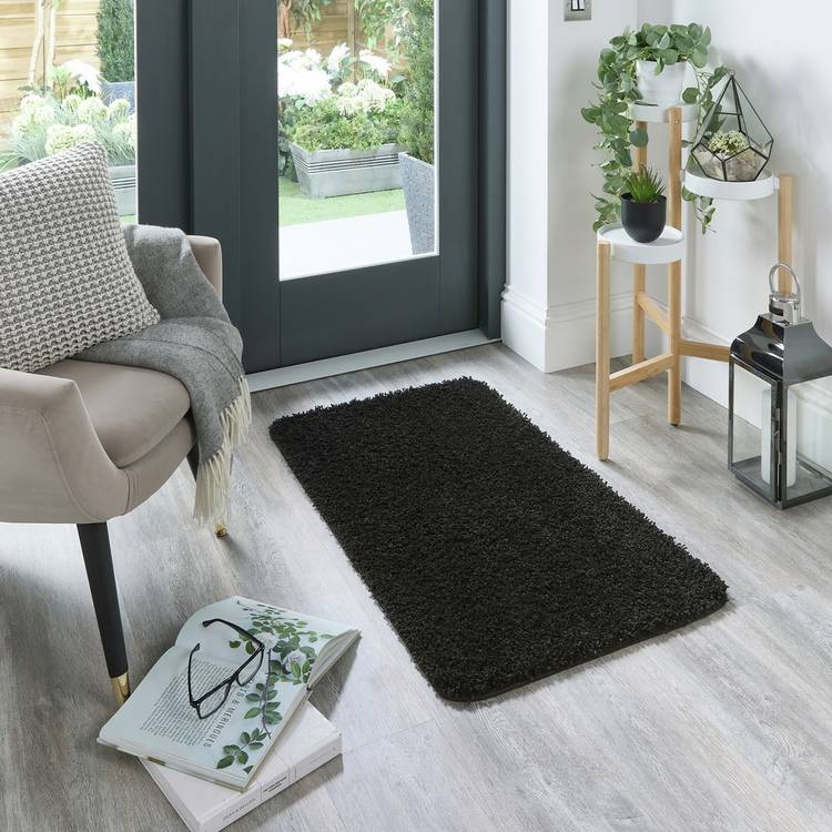Buddy washable shaggy rug black 80x120cm (British brand)
