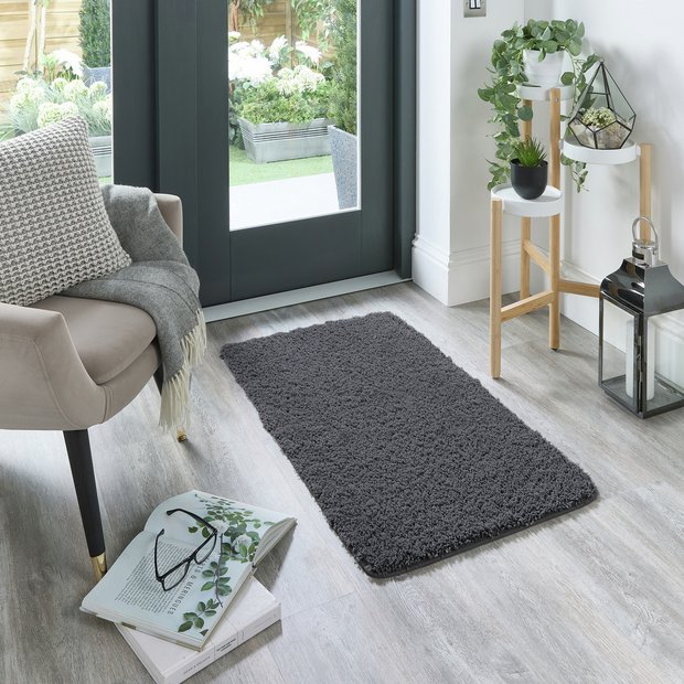 Buddy charcoal shaggy rug 60x100cm, imported from the UK