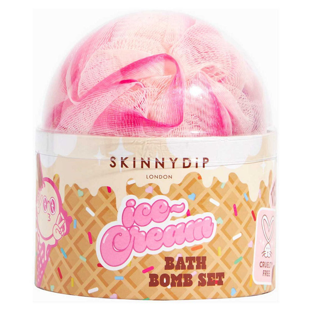 Skinny Dip Loofah and Ice Cream Bath Bomb Gift Set