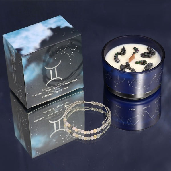 Serenityy's Gemini crystal candle with gemstone bracelet - British product