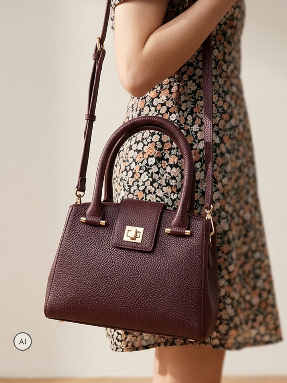 Jones Bootmaker Burgundy Red Whimsy Leather Top Handle Tote Bag