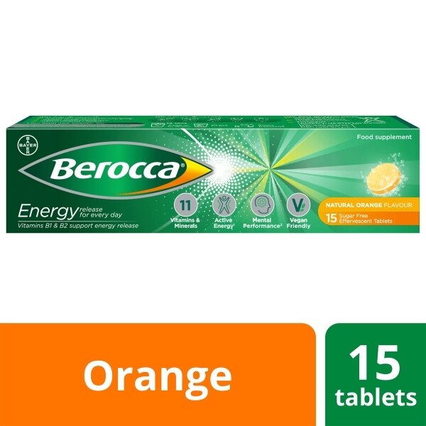 Berocca Natural Orange Sugar Free Effervescent 15 Tablets GOODS Superdrug   