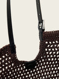 AllSaints Dark Brown Ara cotton knit tote bag, imported from the UK