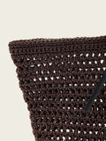 AllSaints Dark Brown Ara cotton knit tote bag, imported from the UK