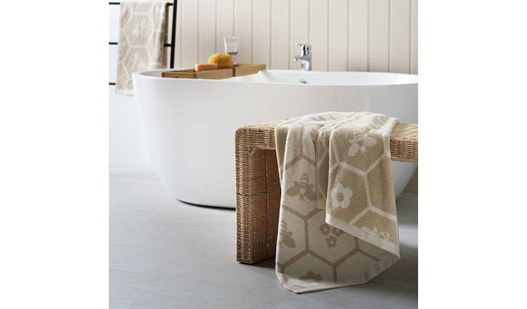 Argos Home bee bath sheet beige 100% cotton 550gsm (British brand)