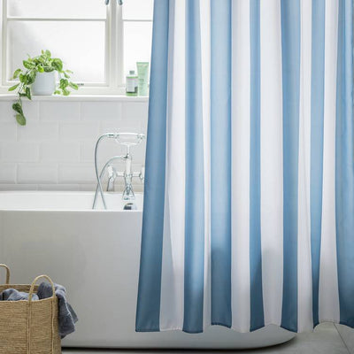 Argos Argos Home Striped Shower Curtain Blue & White 180x180cm- Buy online at McGrocer