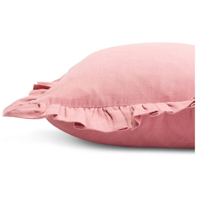 Habitat plain ruffle cushion in rose 43x43cm (British brand)