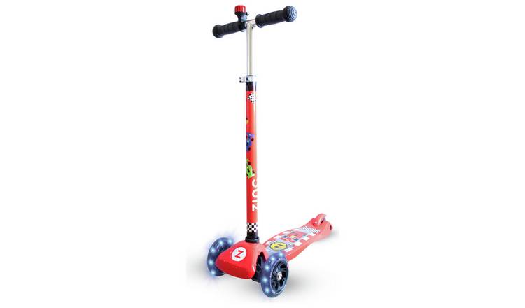 Zinc Light Up Racecar 3 Wheel Scooter - Red