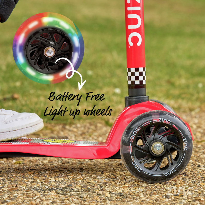 Zinc Light Up Racecar scooter red - British product