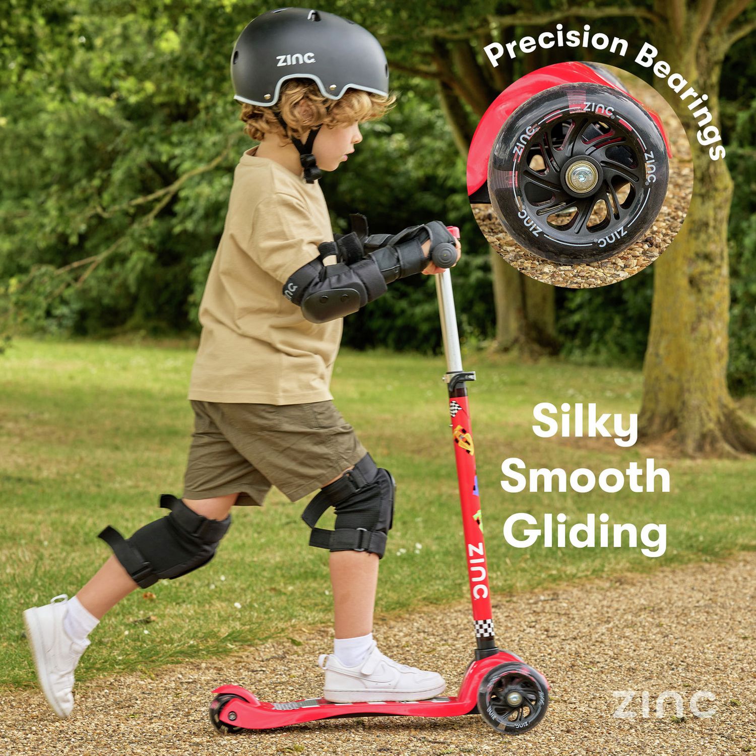 Zinc Light Up Racecar scooter red - British product