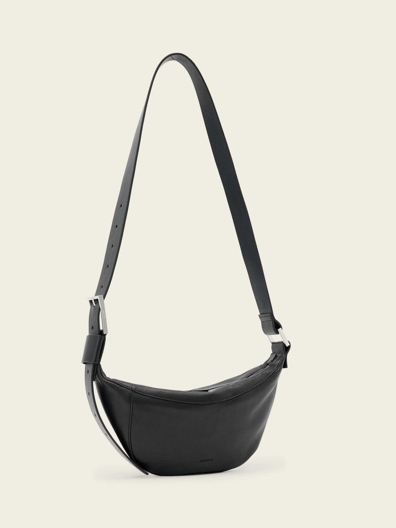 AllSaints Black Luna leather cross-body bag, UK version